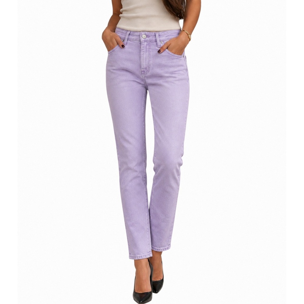 Lilly Pulitzer Women's Cropped Jeans Light Purple Frayed Hem Size 12